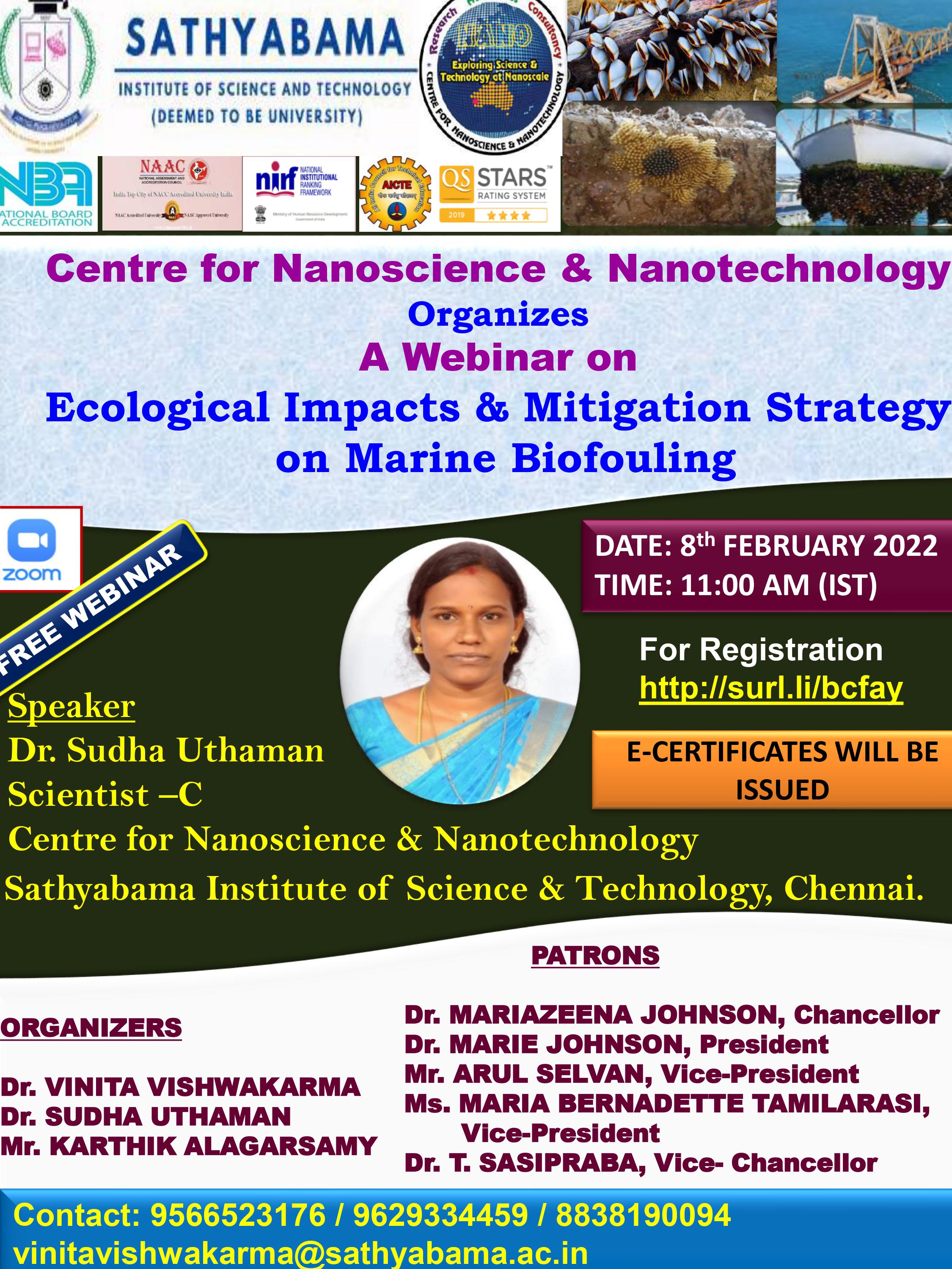 A Webinar on Ecological Impacts and Mitigation Strategy on Marine Biofouling 2022